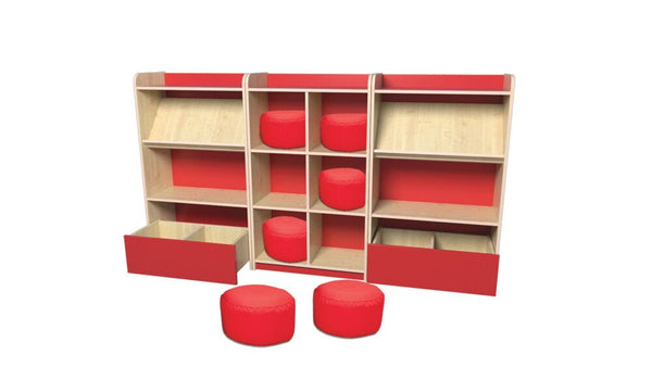 KUBBYCLASS RANGE, DISPLAY & BROWSE SET - BUNDLE DEAL, Maple/Lime Finish with Violet Seating