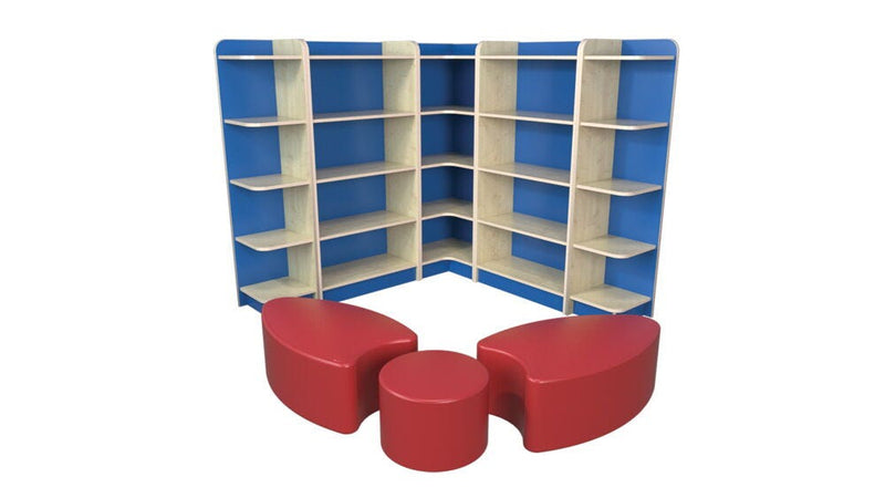 READING CORNER SET - BUNDLE DEAL, Maple/Lime Finish with Violet Seating