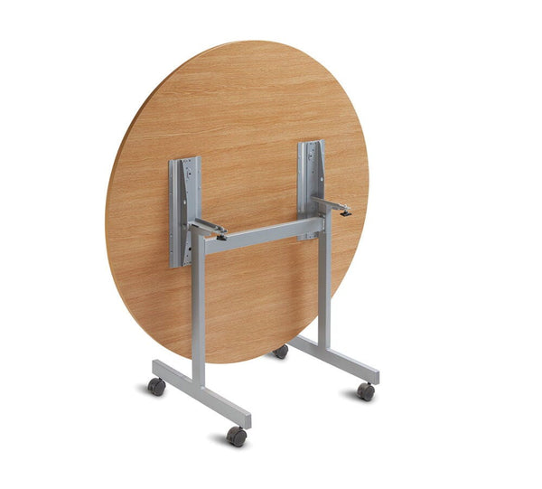 TILT TOP TABLES, HANDWHEEL ACTIVATION/LOCKING, CIRCULAR, 1200mm diameter, Oak