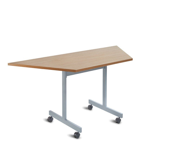 TILT TOP TABLES, HANDWHEEL ACTIVATION/LOCKING, TRAPEZOIDAL, 1600 x 800mm depth, Oak