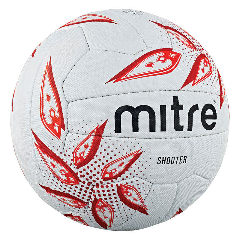 Mitre Shooter Netball Size 4, White/Red