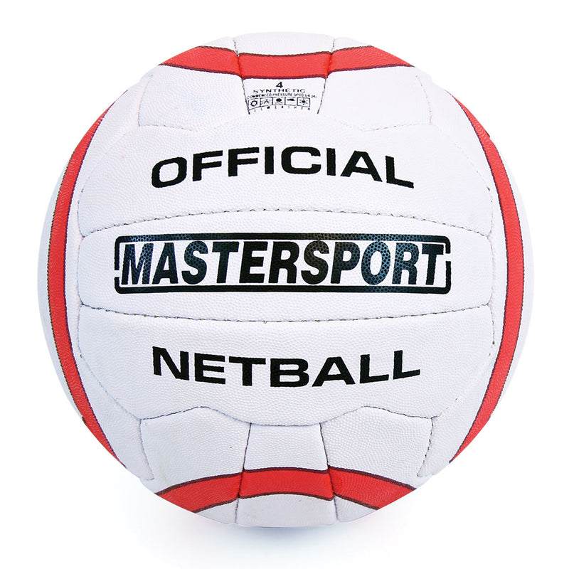Masterplay Official Netball Size 4, White/Red