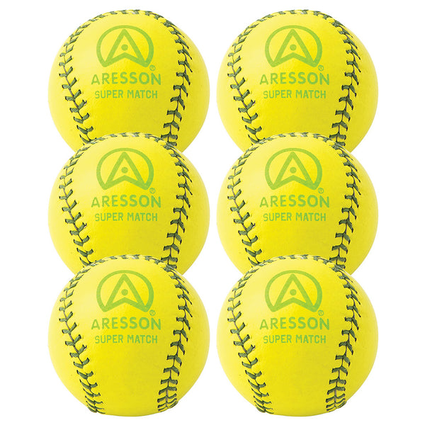 Aresson Super Match Rounders Ball Yellow, Set of 6