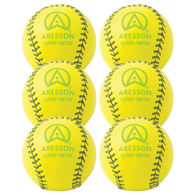 Aresson Super Match Rounders Ball Yellow, Set of 6