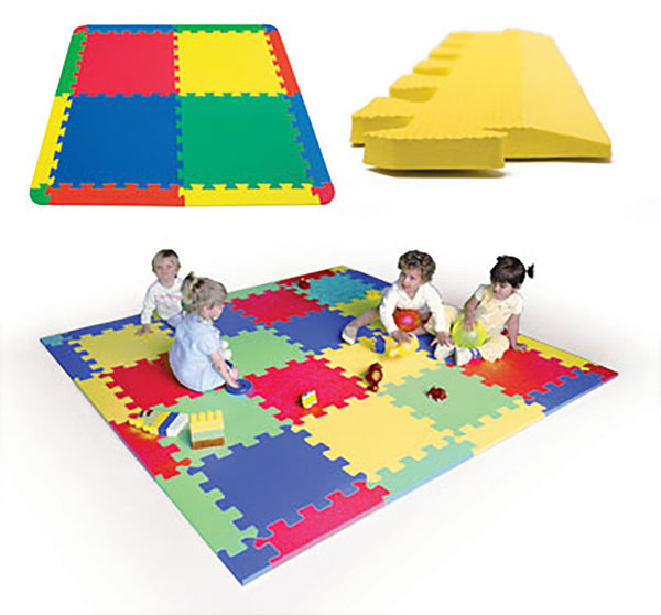 Interlocking Children's Play Matting - 10mm Ramp Corner 90mm Dia.