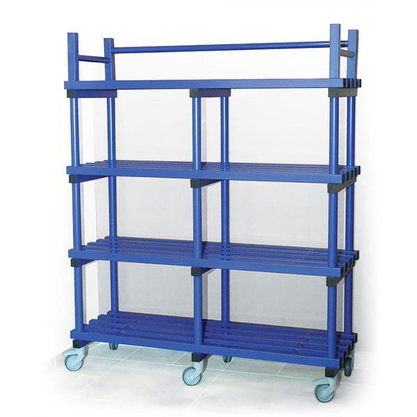 Vendiplas Mobile Shelving Unit Double, Blue