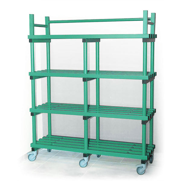 Vendiplas Mobile Shelving Unit Double, Green