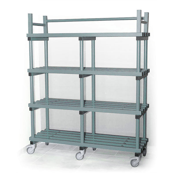 Vendiplas Mobile Shelving Unit Double, Grey