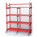 Vendiplas Mobile Shelving Unit Double, Red
