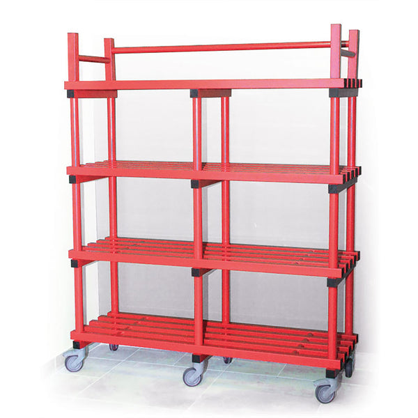 Vendiplas Mobile Shelving Unit Double, Red