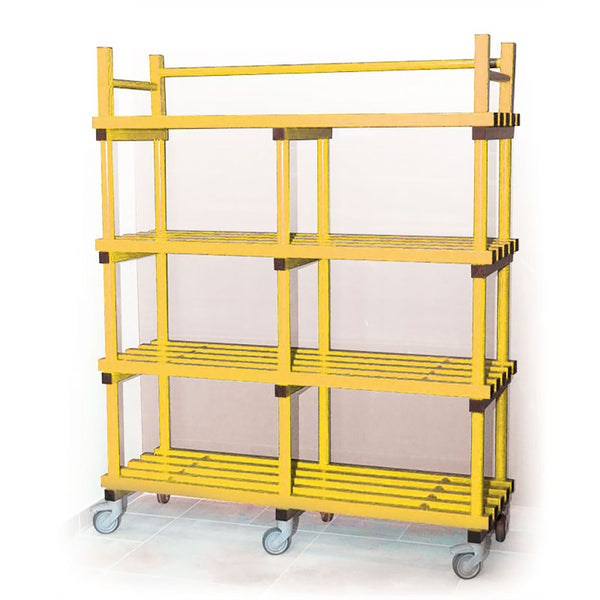 Vendiplas Mobile Shelving Unit Double, Yellow