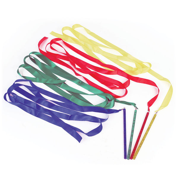 Gymnastic Ribbons 3M, Stick Length 30cm, Set of 4