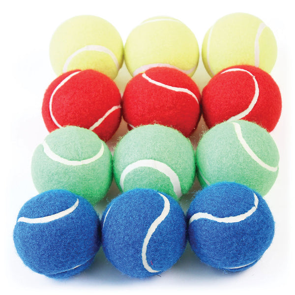Coloured Tennis Style Ball Mixed, Set of 12