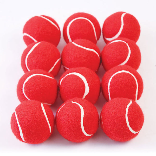 Coloured Tennis Style Ball Red, Set of 12