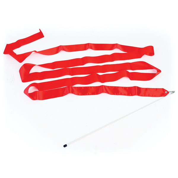 Rhythmic Gymnastics Ribbon 4M, With Wand, Red