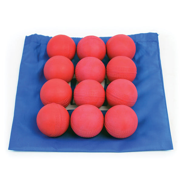 Rubber Sponge Cricket Ball 63mm, Red, Bag of 12