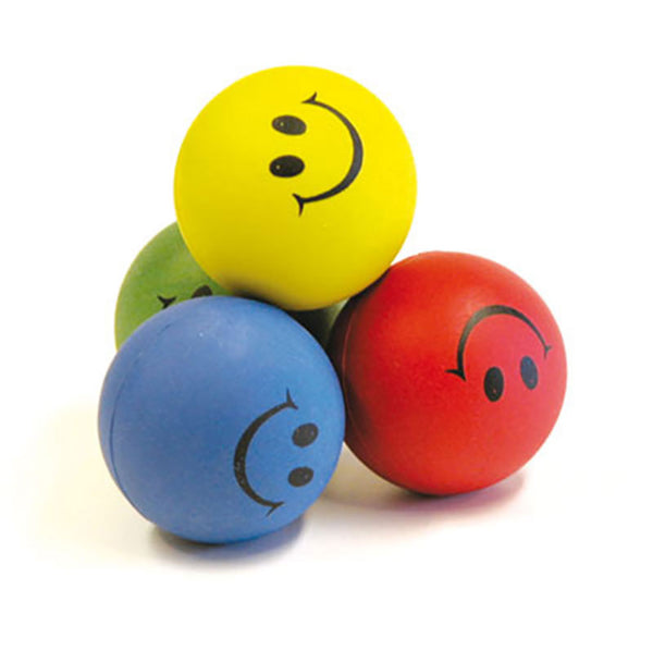 Rubber Sponge Happy Face Ball 57mm, Set of 12