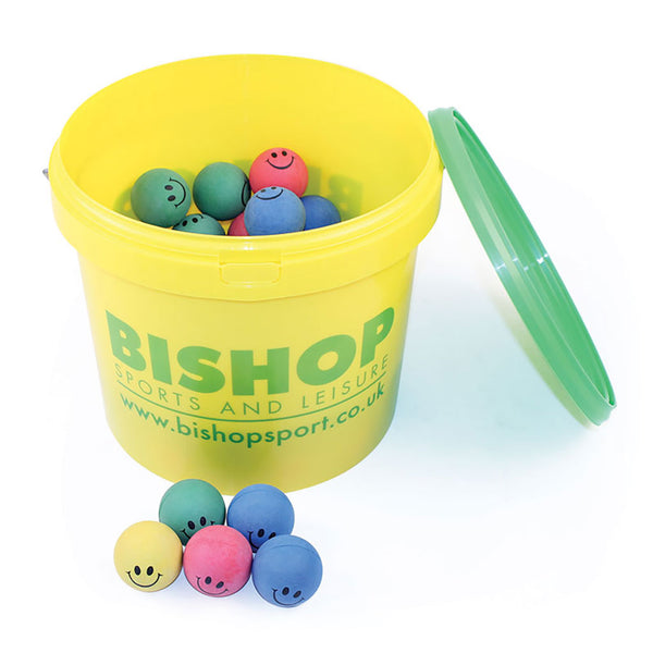 Rubber Sponge Happy Face Ball 57mm, Bucket of 48