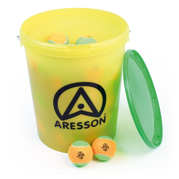 Aresson +10 Mini Tennis Ball, Orange/Green 46G, 75mm, Bucket of 40