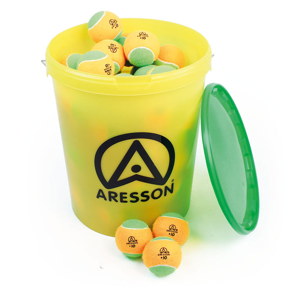 Aresson +10 Mini Tennis Ball, Orange/Green 46G, 75mm, Bucket of 60