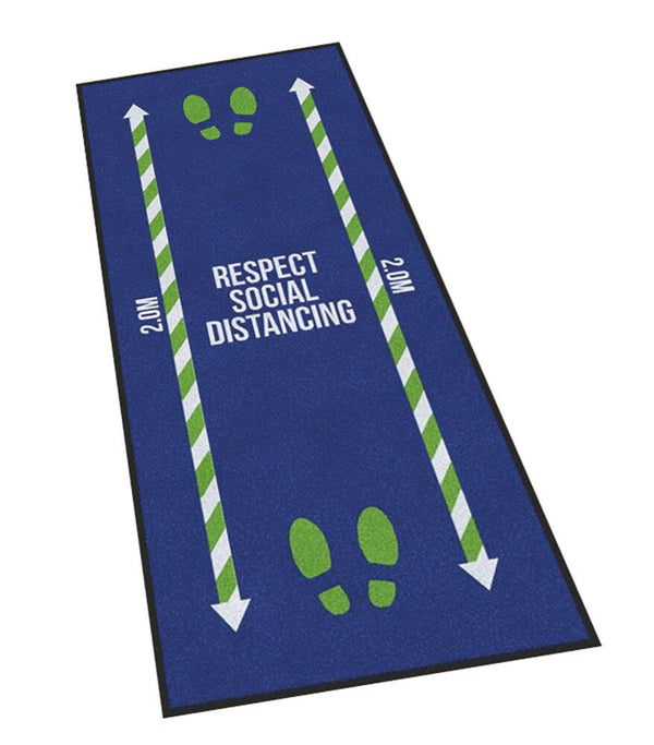 RESPECT SOCIAL DISTANCING MAT, Flat Back for Hard Floors, Each