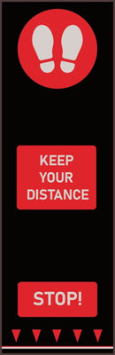 SOCIAL DISTANCING FLOOR MAT - FOOTPRINTS, Red, Each
