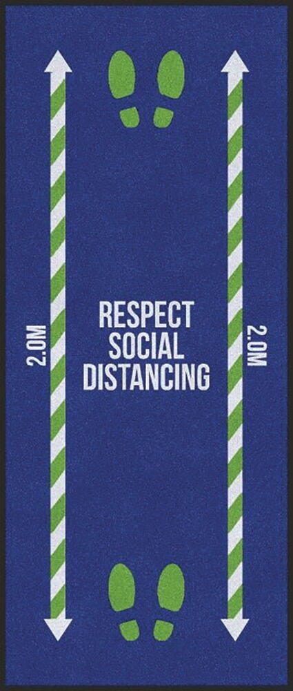 RESPECT SOCIAL DISTANCING MAT, Gripper Back for Carpets, Each