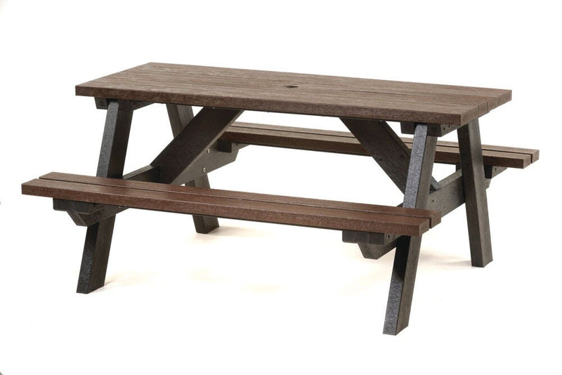 LEISURE BENCH, RECYCLED PLASTIC FURNITURE, A-Frame Picnic Table, Brown, Each