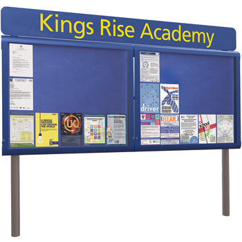 WEATHERSHIELD FREESTANDING HEADLINE OUTDOOR SCHOOL SIGNAGE, Sunken Posts, Double Door, 1570 x 1281mm height (18xA4), Black