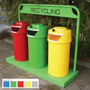 WGP RECYCLING/LITTER BINS, Faces, Grey, WYBONE, Each