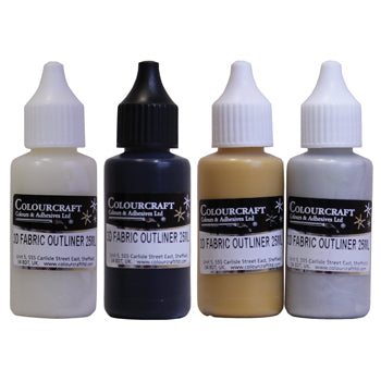 FABRIC PAINTS, Silk Paint Liners, Black, Pack of 6 x 25ml