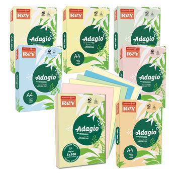 ADAGIO TINTED COPIER PAPER RANGE, PASTEL COLOURS, A4  80gsm, Pink, Box of 5 Reams