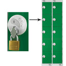 FIVE COMPARTMENT LOCKERS WITH SWIVEL CATCH LOCKS, 300 x 450 x 1800mm (w x d x h), Nest of 2 Lockers, Blue doors