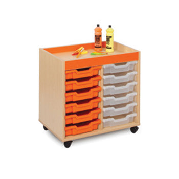 BUBBLEGUM RANGE, MOBILE TRAY UNITS, 12 Shallow Tray Unit, Cyan