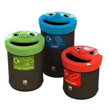 RECYCLING BINS, SMILEY FACE, Small, Red, Leafield Environmental, Each