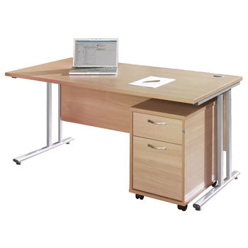 DESKS & STORAGE BUNDLE DEALS, RECTANGULAR DESK & 2 DRAWER UNIT BUNDLE, 1400mm width, Beech