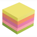 REPOSITIONABLE NOTES, STICKY NOTES, Neon Assorted, 50 x 50mm (Mini Cube), Each