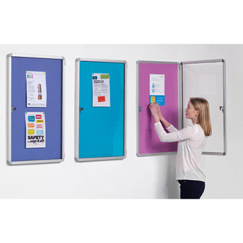 FELT NOTICEBOARDS, Tamperproof, Single Door, 1200 x 1200mm, Plum