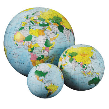 GEOGRAPHY, GLOBE, Inflatables, 300mm diameter, Each