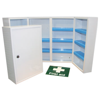 FIRST AID LOCKABLE METAL CABINET - WHITE, Double Doors, 530 x 530 x 200mm, Each