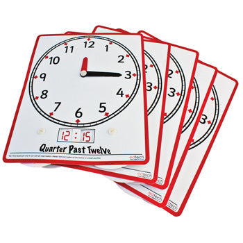 TEACHING CLOCKS, Write 'n' Wipe Clock Wheel, Pack of 5