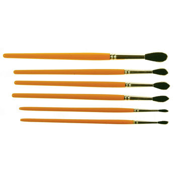 PAINT BRUSHES, Pony Hair Assorted, Small Pack, Pack of 6