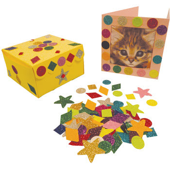 GLITTER MOSAICS, Glitter Paper Assorted Shapes, 10-30mm, Pack of 3000