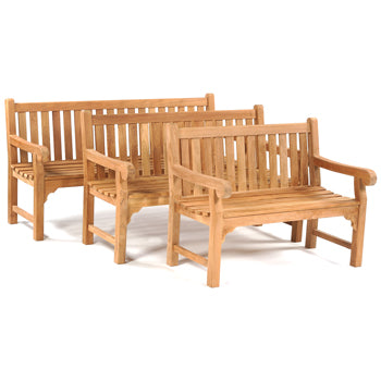 LEISURE BENCH, TEAK FURNITURE, Queensbury Bench, 2 Seater, Length 1200mm, Each