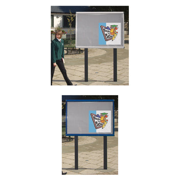 SHIELD(R) EXTERIOR SHOWCASE, Post Mounted, Sunken Post - Aluminium Frame, 1397 x 1050mm height 18 x A4, Grey