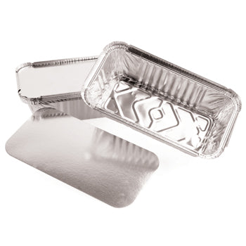 ALUMINIUM FOIL CONTAINERS, Baking Tray, 93 x 184 x 49mm, 650g, With Lid, Pack of 6