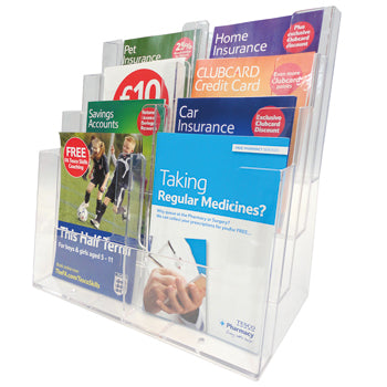 ACRYLIC LITERATURE DISPLAYS, 8 Pocket Desktop Dispenser, 1/3 A4, ADBOARDS LTD, Each