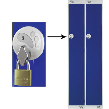 SINGLE COMPARTMENT LOCKERS WITH SWIVEL CATCH LOCKS, 300 x 300 x 1800mm (w x d x h), Nest of 2 Lockers, Red doors