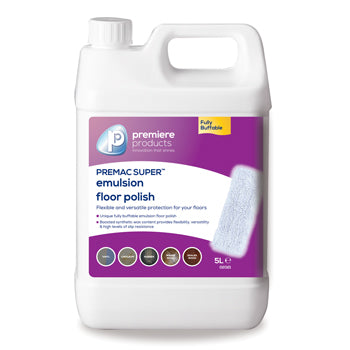 EMULSION FLOOR POLISHES, Premac Super(TM), Premiere Products, Case of 2 x 5 litres