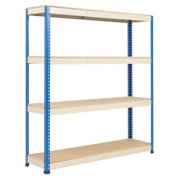 STEEL SHELVING, RAPID 1 HEAVY DUTY BOLTLESS SHELVING, 4 Level - Without Archive Boxes, 1980 x 1830mm (hxw) - Blue/Grey, 455mm, Each